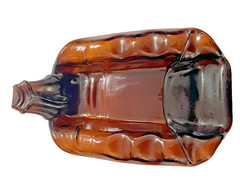 Vintage Slumped Melted Bottle Spoon Rest Tray Brown Glass