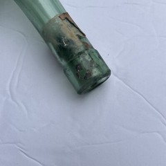 Antique Vintage Hand Blown Wine Bottle Torpedo Round Bottom Green Glass 8.5”