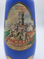 Vintage 1966 Concellos Portuguese White Wine Bottle Blue Opaque Painted Glass 9&Prime;