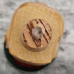 VTG French « Liqueur de L&rsquo;Armee Rouge » Bottle Flock w/ Soldier Wood Head Stopper