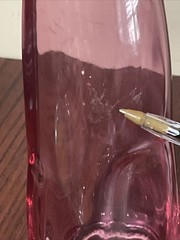 Vtg. Mosel Reisling Pink Glass Happy Cat Wine Bottle