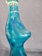 MOSELLAND « CAT » TEAL GREEN EMPTY LIQUOR BOTTLE W/ CAT CORK