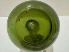 Antique Olive Green Black Glass Wine Bottle Hand Blown 19th Century