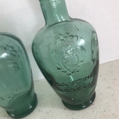 Cantine Vaselli Orvieto Green Blue Set Of Wine Bottles 6 Inch Embossed Vintage