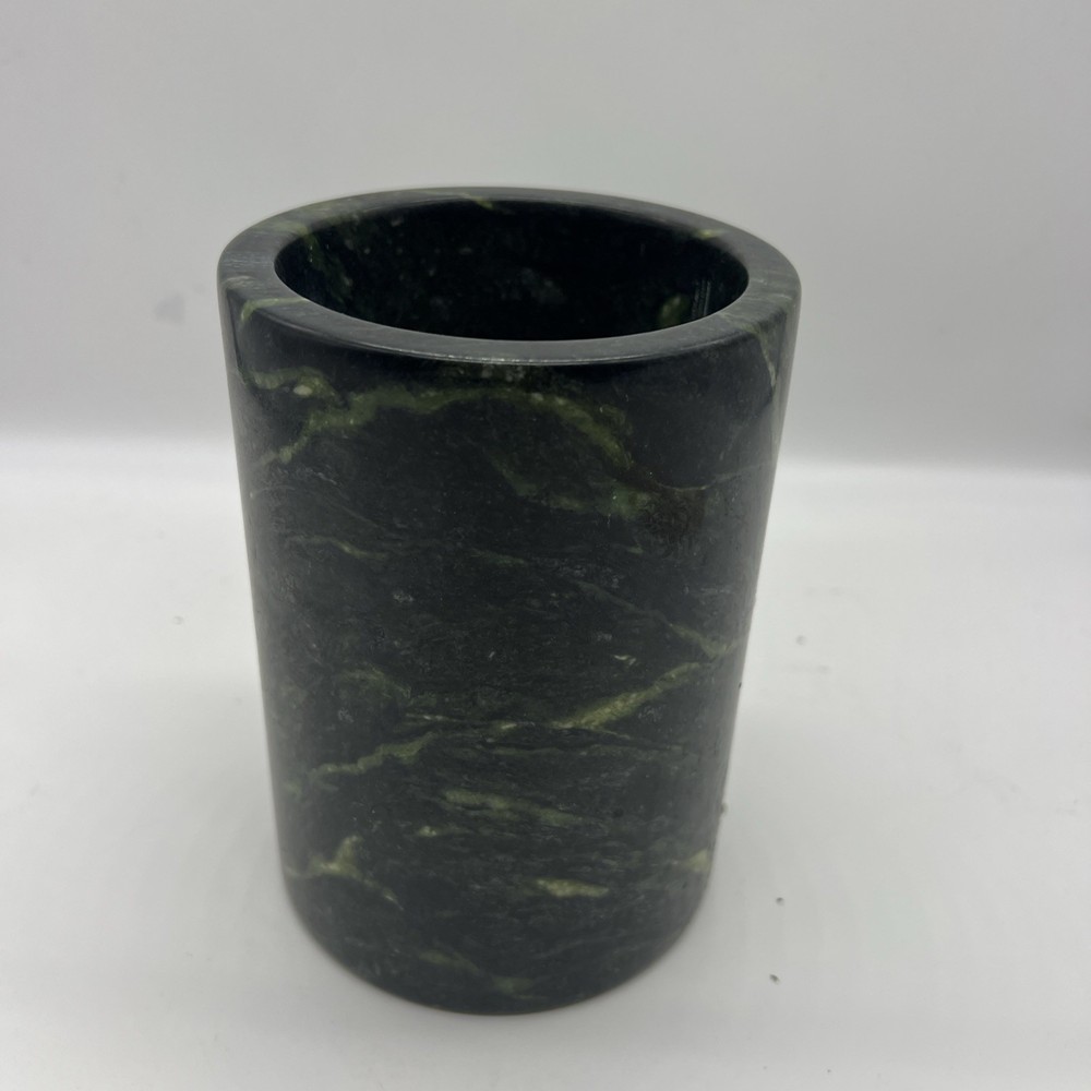 Green Veined Marble Utensil Holder Vessel Wine Bottle Chiller @ 4+ LB Taiwan VTG