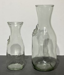2 Vtg Embossed Paul Masson “Since 1852” Carafe Decanter Glass Wine/Milk Bottles.
