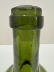 Antique Olive Green Black Glass Wine Bottle Hand Blown 19th Century