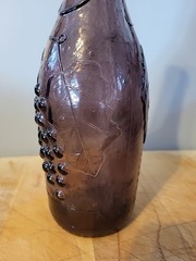 Vintage Mallorca Morey Distilleries Amethyst Glass Wine Bottle w/ Grape Design