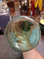 Antique Green 12&Prime; Wine Jug Viresa Glass Bottle Carbon Demijohn Terrarium Decor