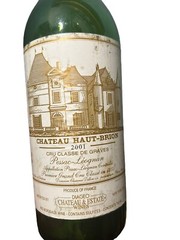 VTG CHATEAU HAUT BRION 2001 Graves EMPTY Bottle France Red Bordeaux Wine Glass