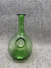 Vintage 1960s Italian Glass Wine Chiller Green Glass Decanter Bottle Blown Glass