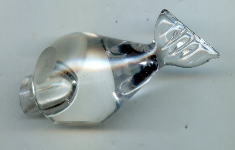 Vintage Glass Crystal Miniature 3.5 Inch Fish Bottle Decanter Polished Bottom