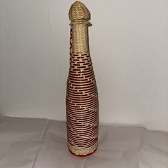 VINTAGE PLASTIC WICKER WRAPPED WINE BOTTLE RED WHITE Spain
