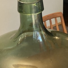 Vintage Demijohn WineCarboy Huge Green Glass Bottle 25.5&Prime; Tall 17.5&Prime; Wide