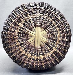 Vintage Wicker Demijohn Wine Bottle Basket Holder Hinged Lid Handle 13.5”