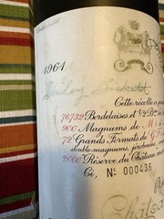 1961 Chateau Mouton Rothschild No 000436 Empty Bottle Double Signed