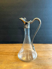 Handblown Glass & Pewter Carafe Decanter by Jean Goardere Wine Made in France