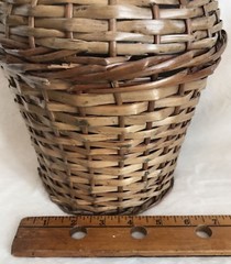 Vintage French Glass Demijohn Wine Bottle Wicker Rattan, 13” Tall