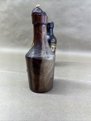 Hand Turned Wood Wine Liquor Bottles Candleholders Candlestick Spain Vintage