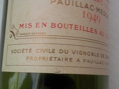Vtg 1949 Grand Vin De Chateau Latour Empty WINE BOTTLE France