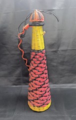 Vintage Plastic Wicker Wrapped Wine Bottle Decanter Made in Spain