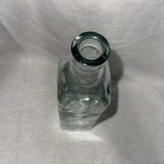 Vintage 50 mm Glass Wine Bottle Tall Aqua Clear Green Collectible Square Bottle