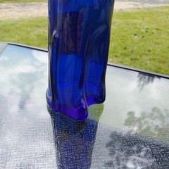 Cobalt Blue Cat Bottle Mosel-Saar-Ruwer Riesling Wine bottle 13&Prime; tall