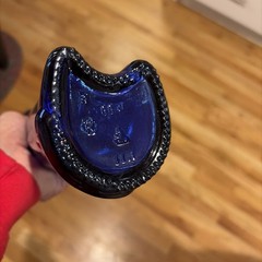Royal Blue Happy Cat Wine Bottle RHEINHESSEN-RIESLING Cobalt Blue 13&Prime;T Empty
