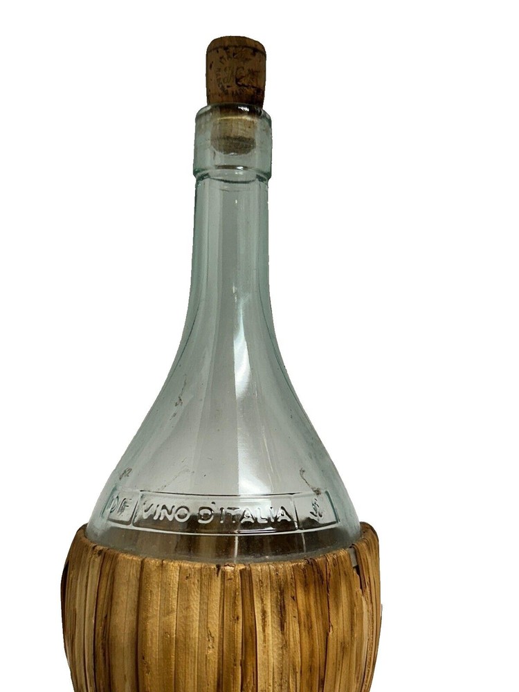 DF vino d’italia wine bottle Vase vintage Aqua Blown Glass