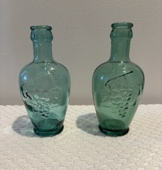 Vtg Cantine Vaselli Orvieto Clear Blue Green Wine Bottle 6&Prime; tall Orvieto