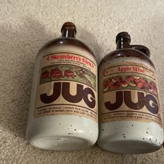 Vintage Apple Wine And Strawberry Glen Jug Brown – 4/5 Quart Bottle With Cap