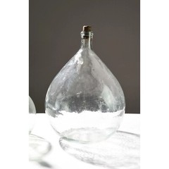 2 French Demijohn Glass Bottles Vintage-Style Decorative Jars for Wine & Liquor