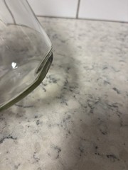 Set of two clear glass Paul Mason carafes with « Since 1852 » embossed marking.