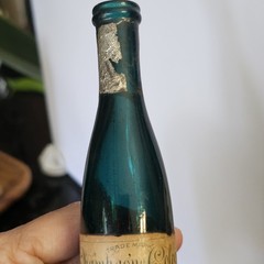 Antique Nonantum Champagne Cologne Teal Glass Bottle Reims Rare Single Serve