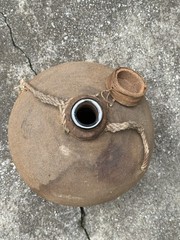 Antique French Glass Demijohn Carboy Wine Jug Orig Linen Cover