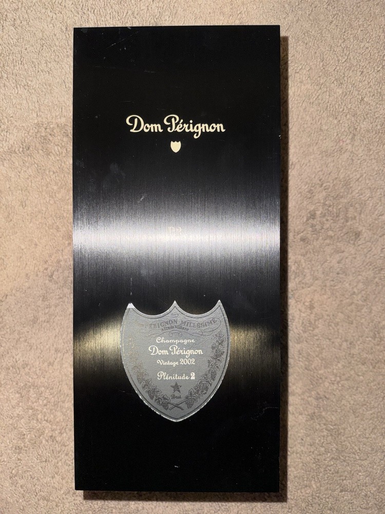 Rare Wine Dom Perignon P2 2002 Vintage Display Box w/ Metal Frontplate & Booklet