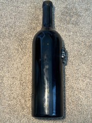 Rare empty bottle of wine The Resurrection (Napa Valley) with a skull