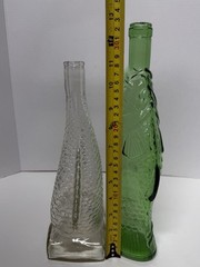 VTG Italian Green Fish Shaped & Portuguese 1969 Fish Shaped Glass Wine Bottles