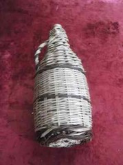 RARE RETSINA GREEK WINE EMPTY CLEAR GLASS DISPLAY BOTTLE WICKER COVER 37 cm tall