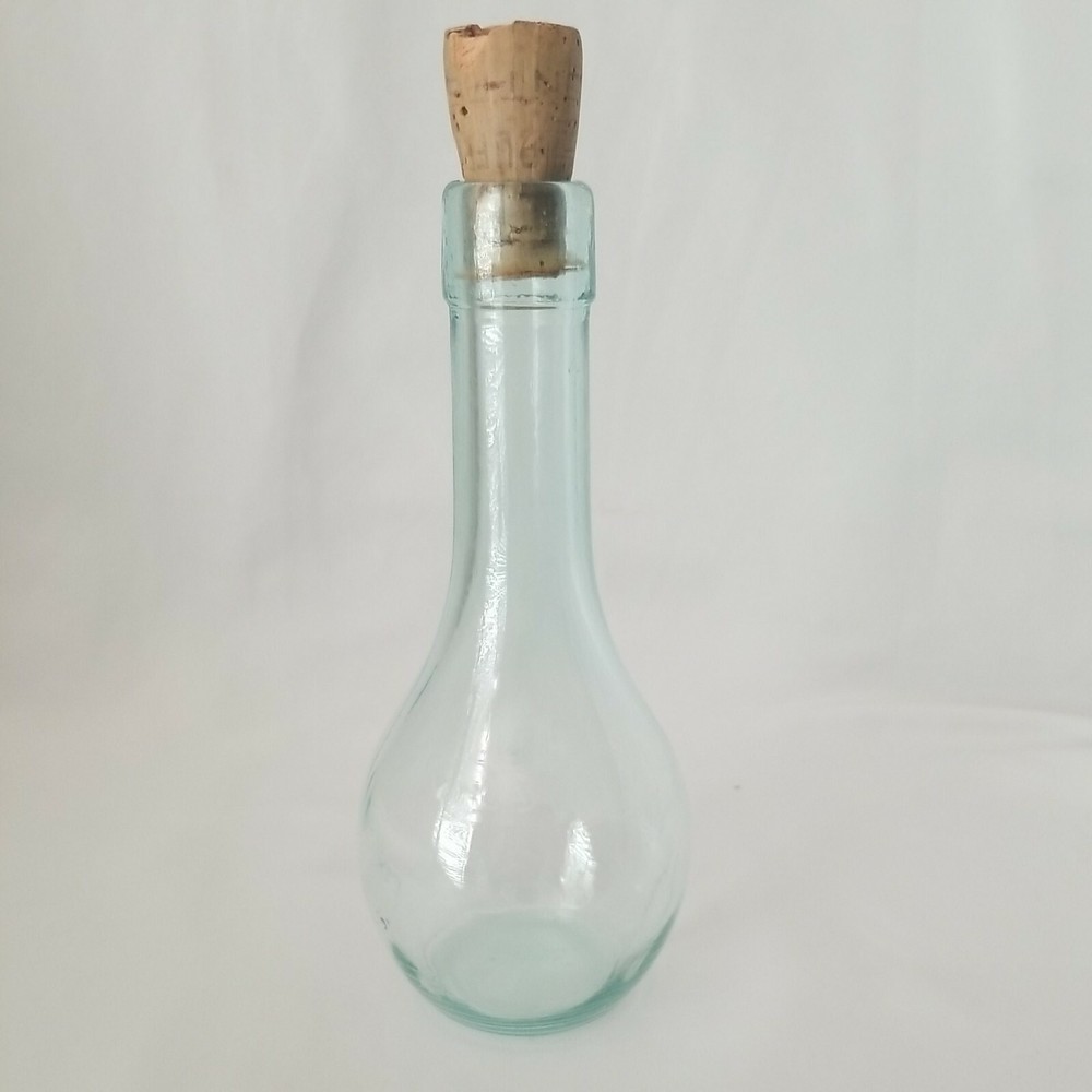 Vintage Vino D ITALIA Glass 10&Prime; Bottle Clear Aqua Color