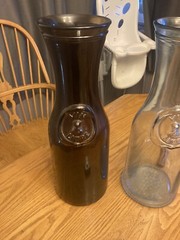 vin litre french glass carafes huge 18 1/4 inch aqua and brown 150 or 85 per