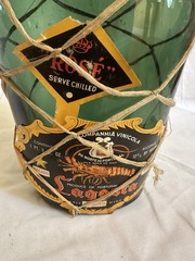 Vintage Lagosta Rosé Wine Bottle Pair Portugal Raffia Covered 2 Sizes