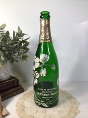 Vintage Perrier-Jouet Fleur De Champagne Bottle~1976~Hand Painted Flowers~Empty~