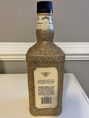 Large Empty Glitter Gold Jack Daniels Tennessee Honey Liquor Bottle, White Light