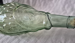 Vintage Fish Shaped Green Glass Wine Bottle 13” Tall Light Green Glass w/Cork