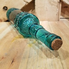 Teal Blue 13&Prime; Decorative Bottle w Cork Rope & Loop Wine/Oil/Syrup – Swanky Barn