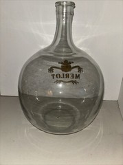 Antique French Blown Glass Gallon MERLOT Bottle Wine Large 13” See Discription