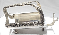Vtg GodInger Silver Wine bottle Holder/Extender Two Matching Goblets