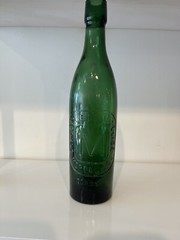 Antique EMERALD GREEN French Liquor Bottle Brasserie de Vezelise Depose