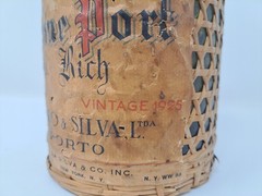 Vintage Portugal Wine Bottle Wicker Wrapped Empty Glass Bottle BIN27